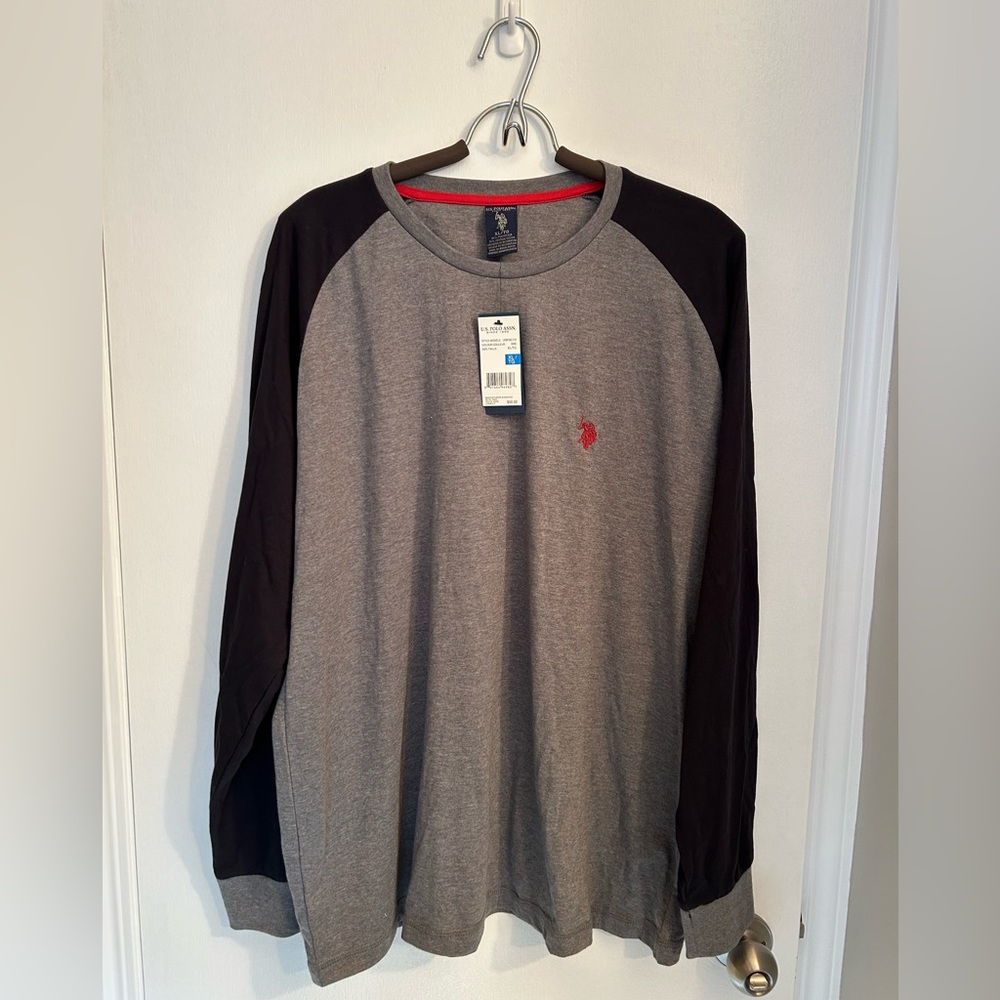 NWT U.S. POLO ASSN. Men’s Gray and Black Long Sleeve Shirt